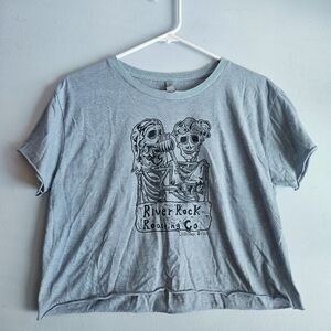 Cropped Light Blue Skelleton Tee Shirt